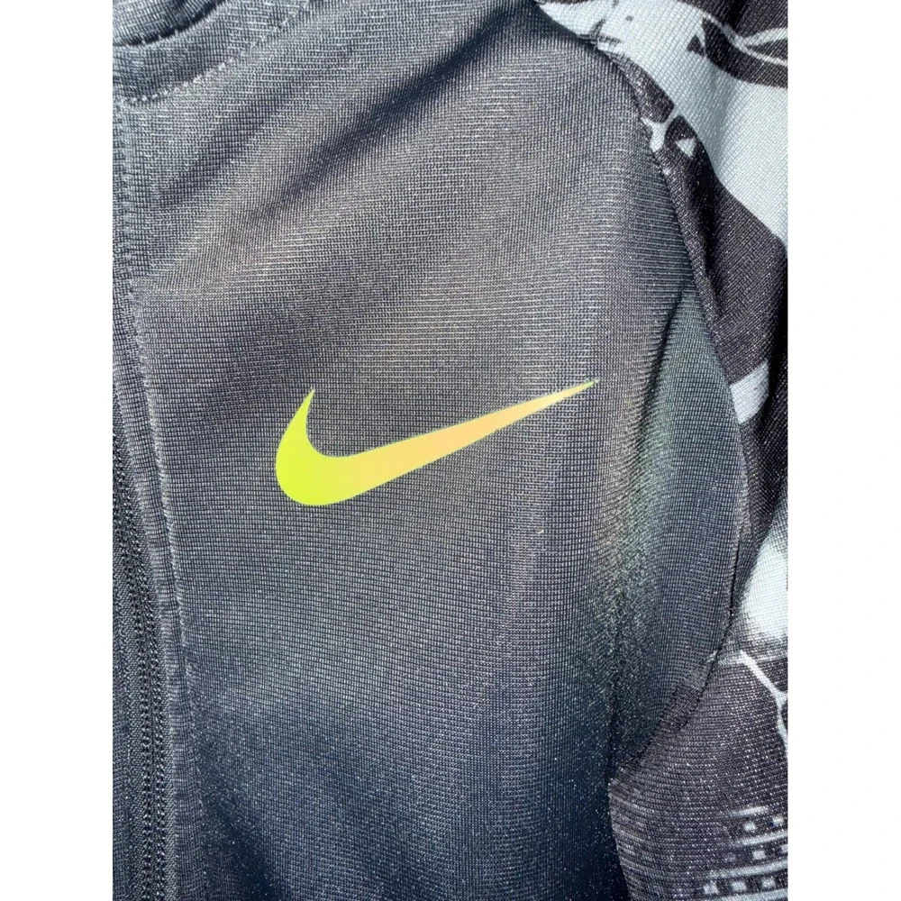 Nike Kids Gray Black Neon Green Graphic Full Zip Track Jacket Size 6 M 5-6YRS